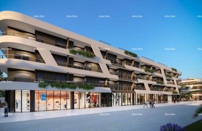 Poreč, woon- en bedrijfsgebouw in aanbouw met appartementen en ondergrondse garages