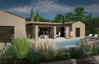 Verkoop - bouwgrond met project voor de bouw van een bungalow, Žminj V1