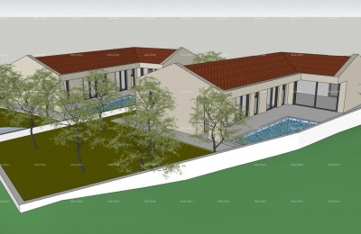 Verkoop - twee bouwpercelen met rechtsgeldige vergunningen voor de bouw van huizen met een zwembad, Marčana! De bouw kan onmiddellijk beginnen!